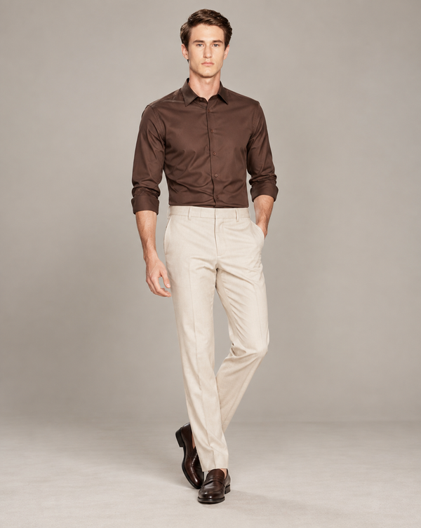 Ilyzly Stain Plain Brown Formal Shirt