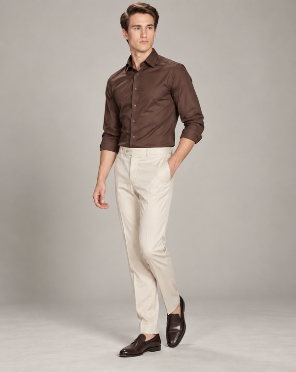 Ilyzly Stain Plain Brown Formal Shirt