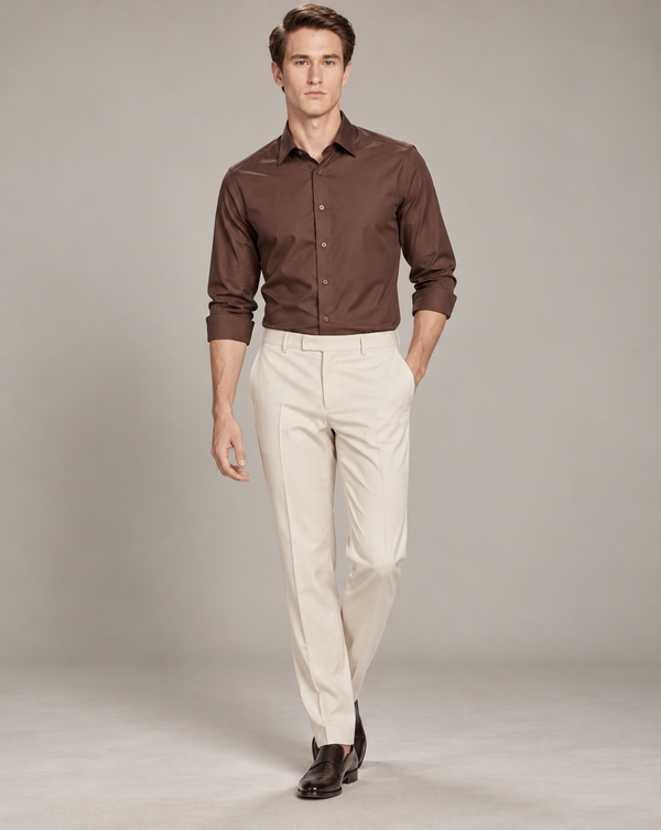 Ilyzly Stain Plain Brown Formal Shirt