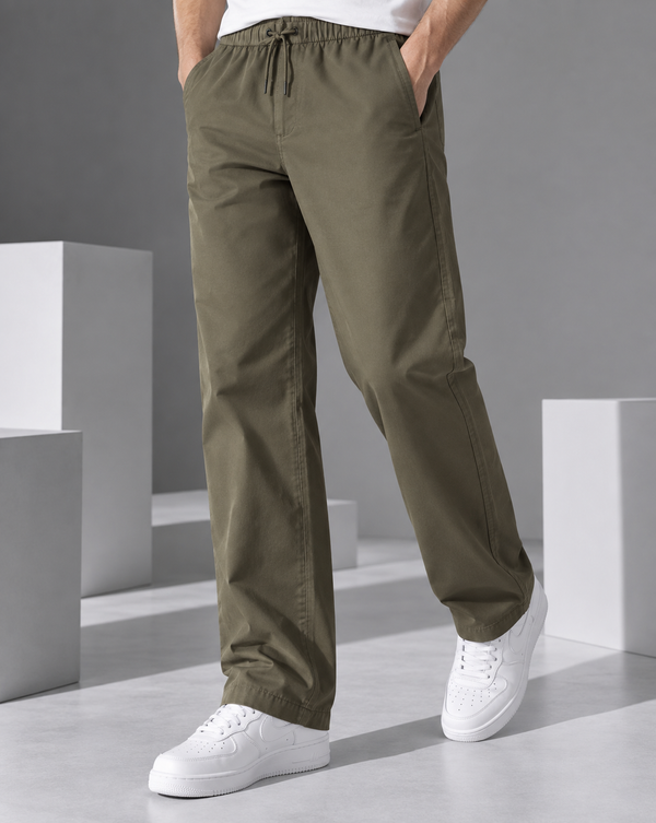 Ilyzly Olive Green Relaxed Fit Trouser