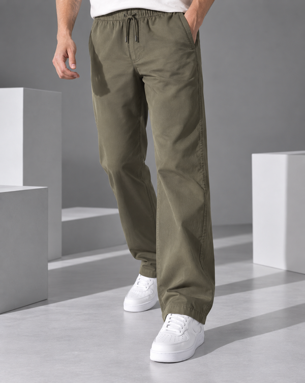 Ilyzly Olive Green Relaxed Fit Trouser