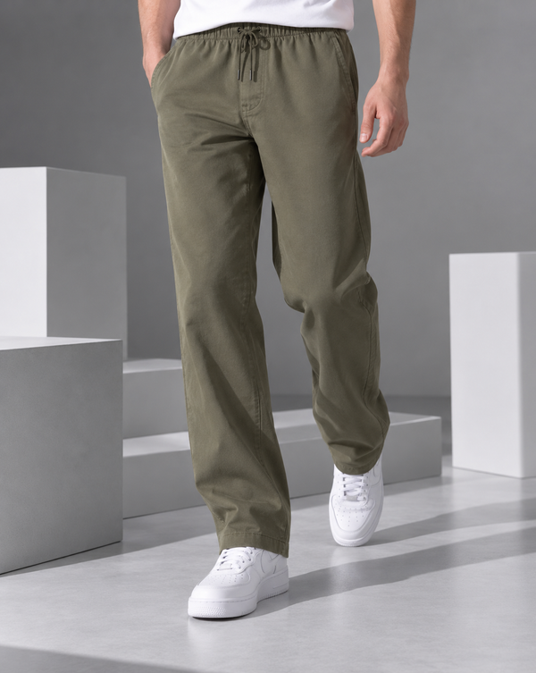 Ilyzly Olive Green Relaxed Fit Trouser