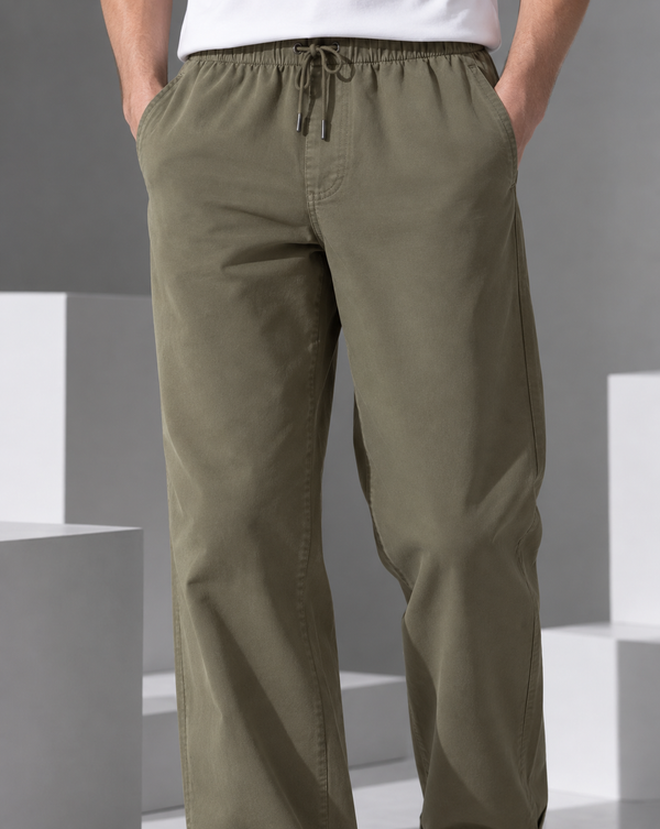 Ilyzly Olive Green Relaxed Fit Trouser