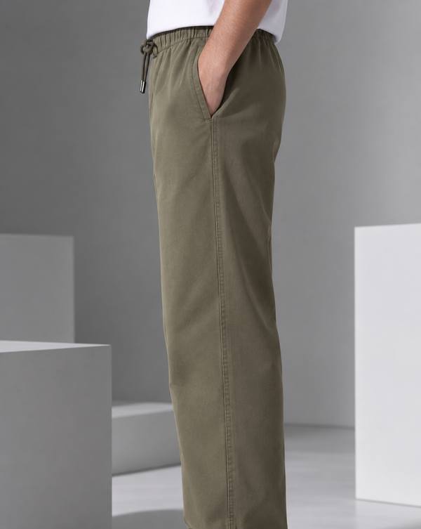Ilyzly Olive Green Relaxed Fit Trouser
