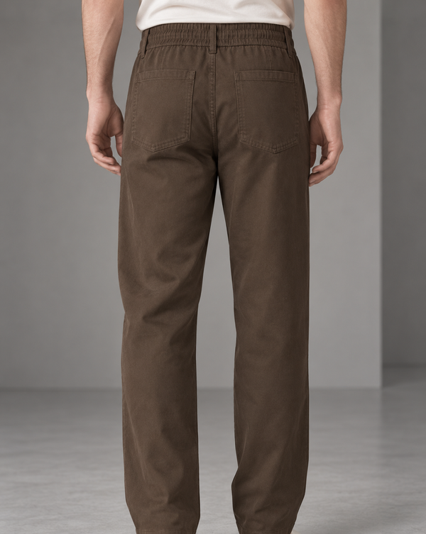 Ilyzly Brown Relaxed Tapered Drawstring Trousers