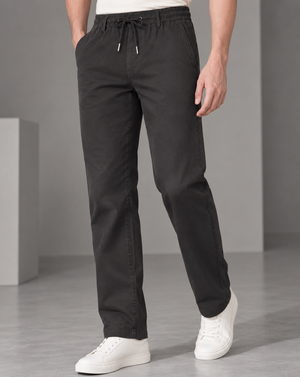 Ilyzly Black Relaxed Tapered Drawstring Trousers