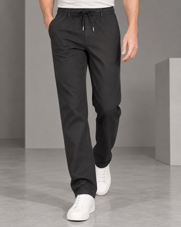 Ilyzly Black Relaxed Tapered Drawstring Trousers
