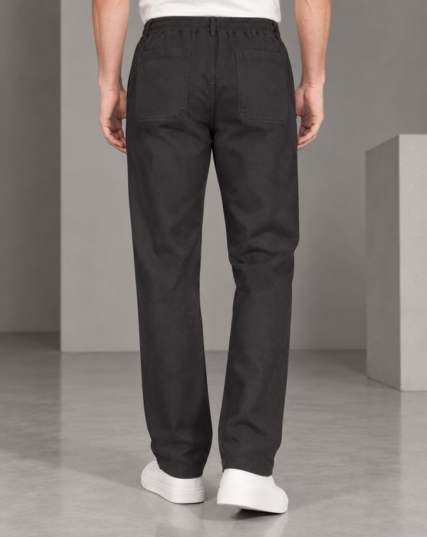 Ilyzly Black Relaxed Tapered Drawstring Trousers