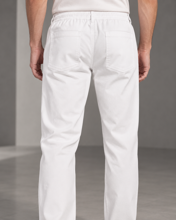 Ilyzly White Relaxed Tapered Drawstring Trousers