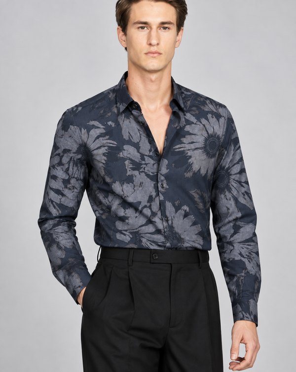 Ilyzly Charcoal Floral Print Shirt