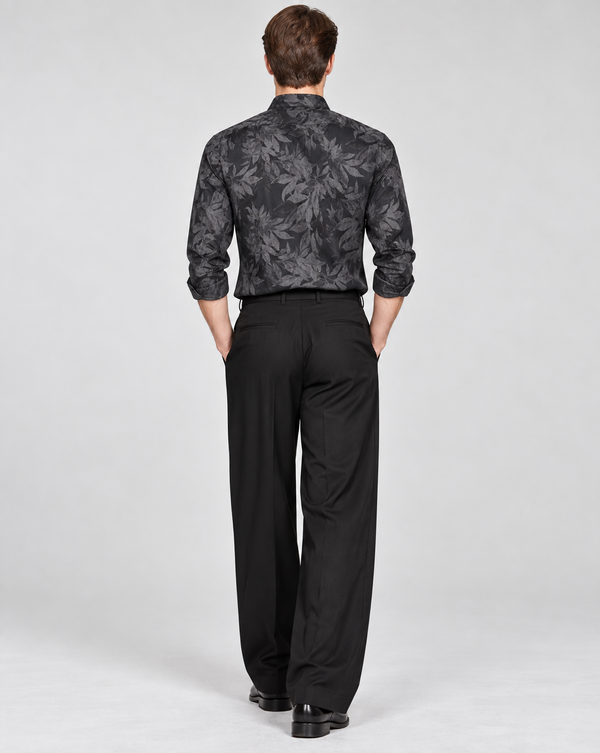 Ilyzly Black Grey Leaf Print Shirt