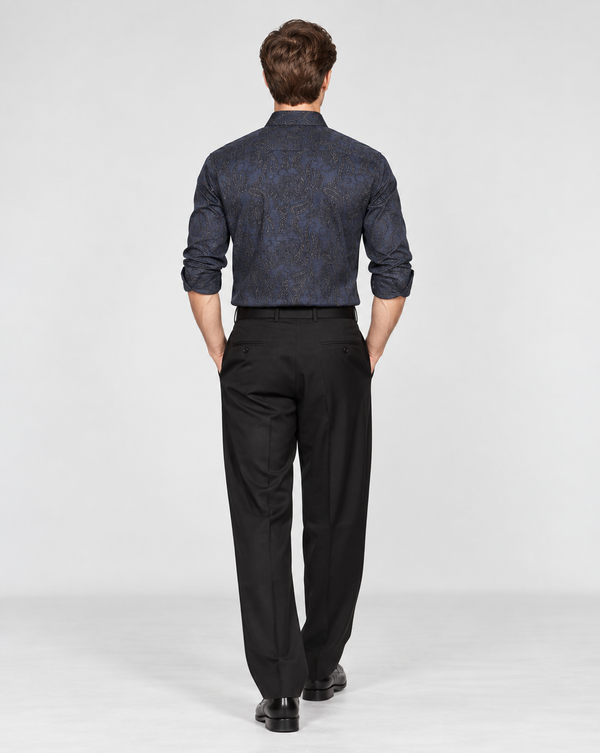 Ilyzly Paisley Navy Blue Print Shirt