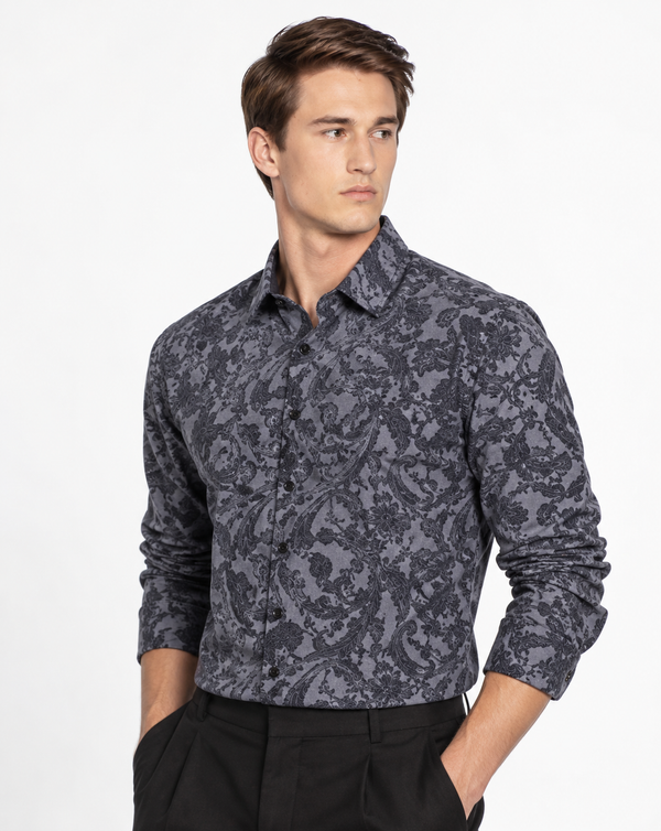 Ilyzly Paisley Grey Print Shirt