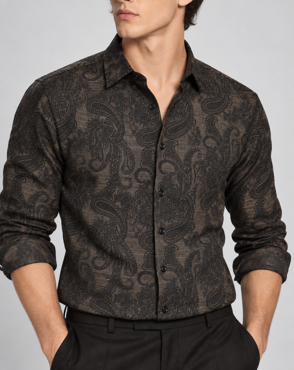 Ilyzly Paisley Brown Print Shirt