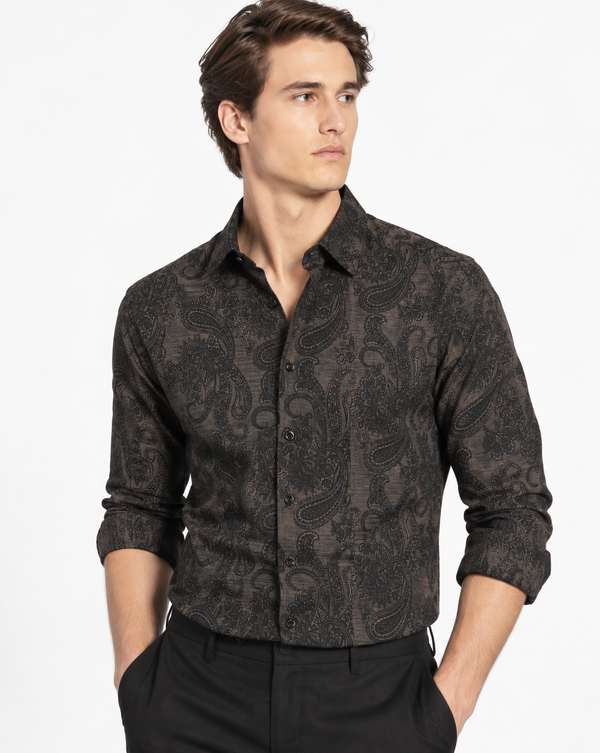 Ilyzly Paisley Brown Print Shirt