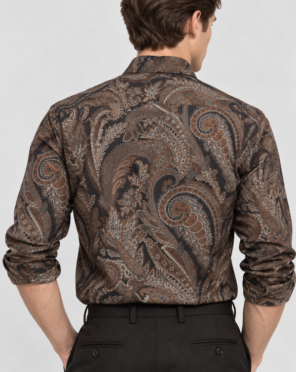 Ilyzly Paisley Dark Charcoal Grey Print Shirt