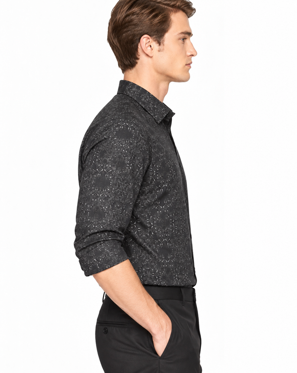 Ilyzly Geometric Dark Grey Print Shirt