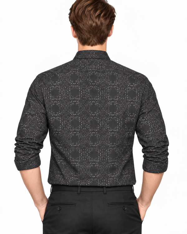 Ilyzly Geometric Dark Grey Print Shirt
