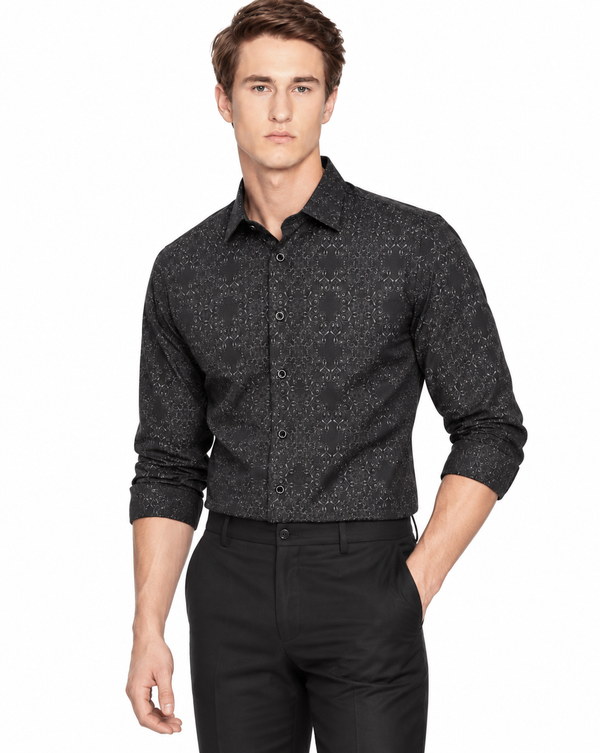 Ilyzly Geometric Dark Grey Print Shirt