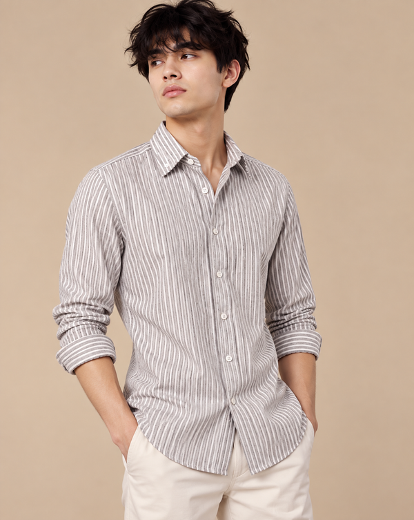Ilyzly Green Vertical Stripe Button-Down Shirt