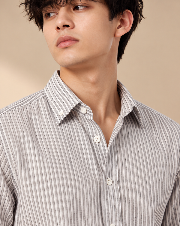 Ilyzly Green Vertical Stripe Button-Down Shirt