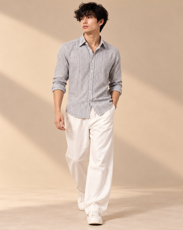 Ilyzly Green Vertical Stripe Button-Down Shirt