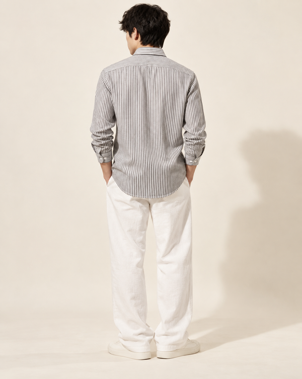 Ilyzly Grey Vertical Stripe Button-Down Shirt