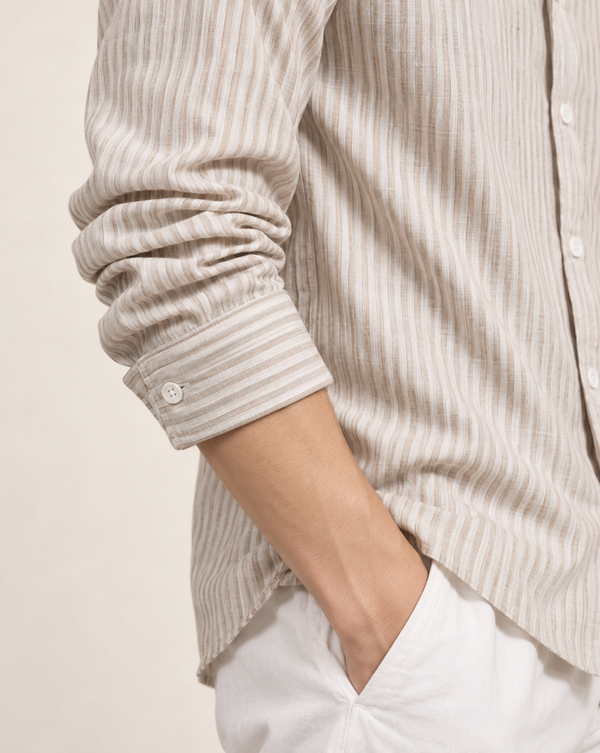 Ilyzly Brown Vertical Stripe Button-Down Shirt