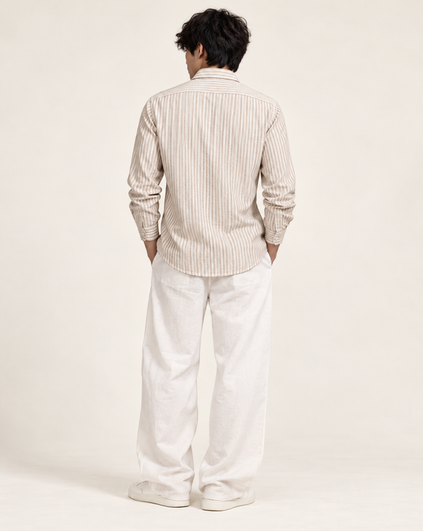 Ilyzly Brown Vertical Stripe Button-Down Shirt