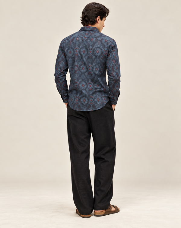 Izi Navy blue Paisley Pattern Printed Shirt