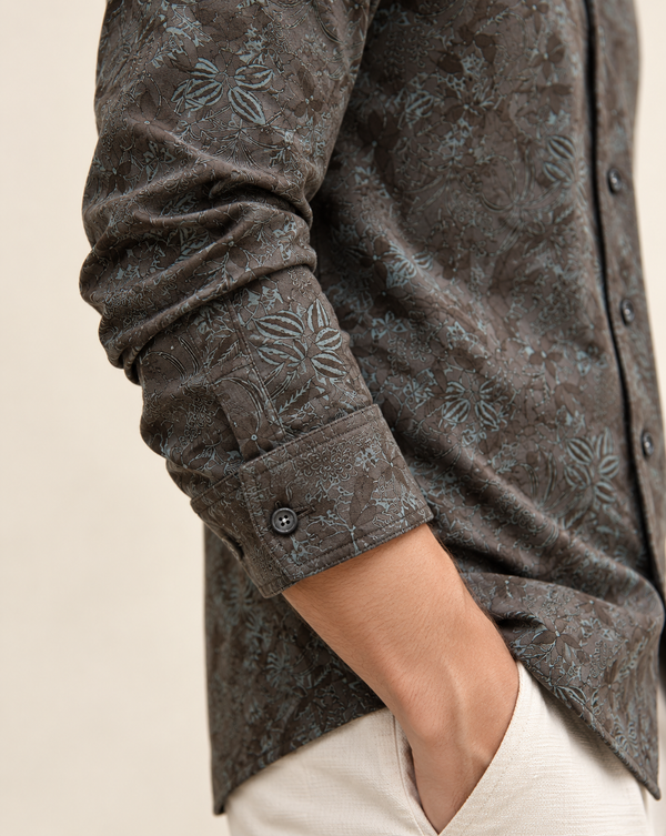 Izi Grey Vintage Botanical Print Shirt