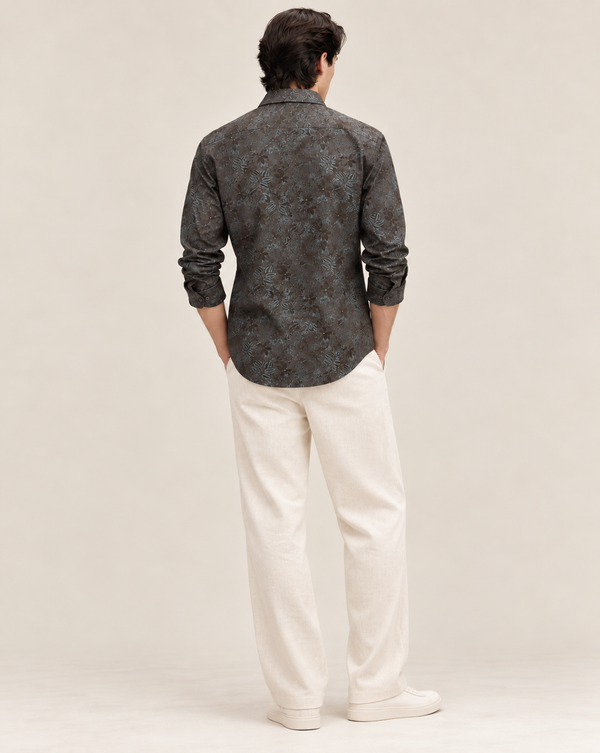 Izi Grey Vintage Botanical Print Shirt