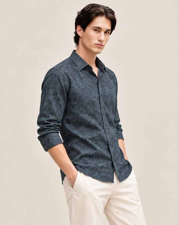 Izi Green Shadow Floral Print Shirt