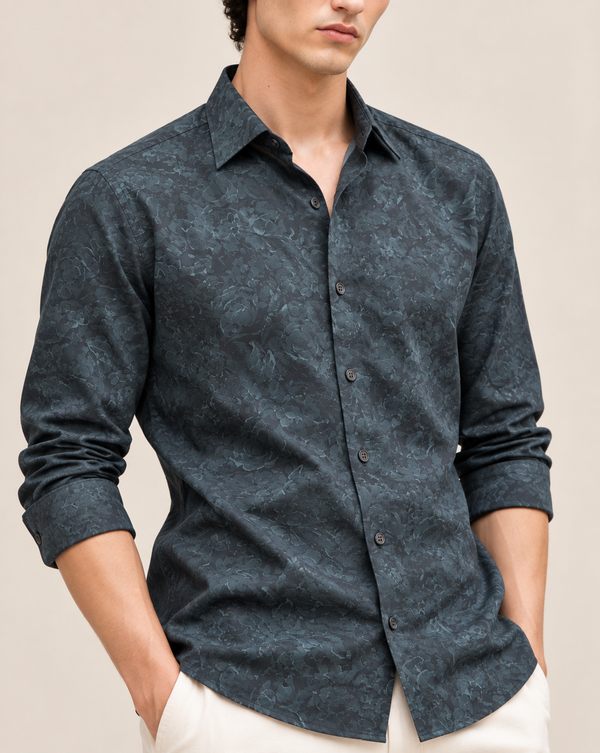 Izi Green Shadow Floral Print Shirt