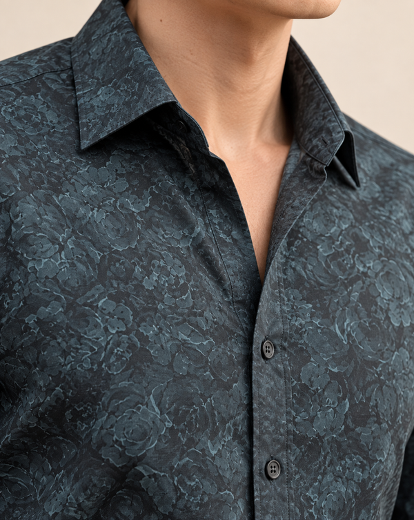 Izi Green Shadow Floral Print Shirt