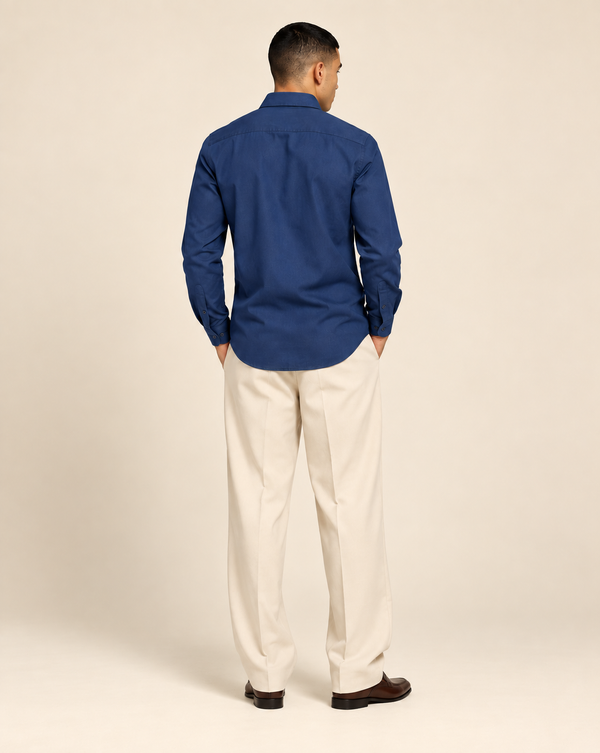 Ilyzly Navy Blue Stripe Thread Embroidered Shirt