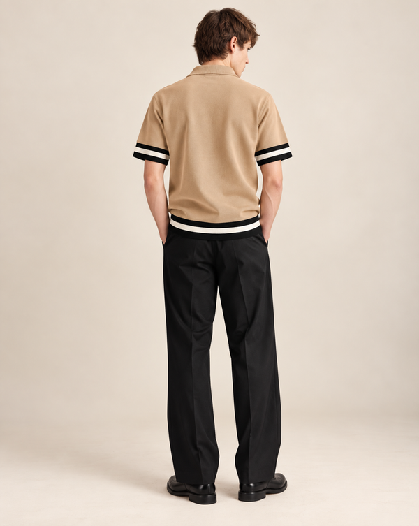 Ilyzly Light Brown Varsity Stripe Polo T-Shirt
