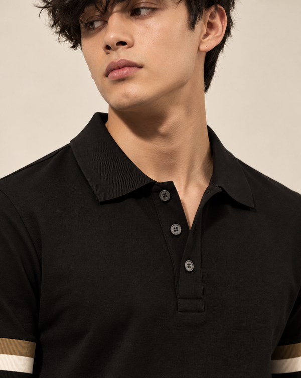 Ilyzly Black Varsity Stripe Polo T-Shirt