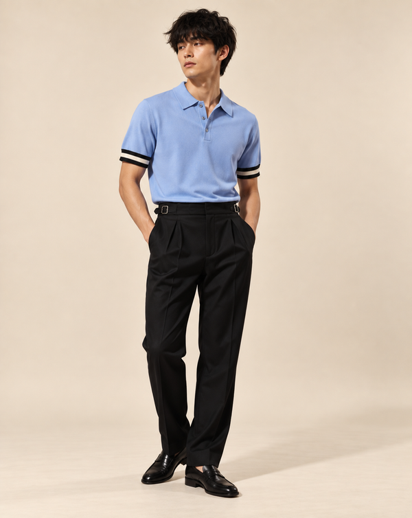 Ilyzly Blue Varsity Stripe Polo T-Shirt
