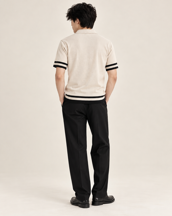 Ilyzly Cream Varsity Stripe Polo T-Shirt