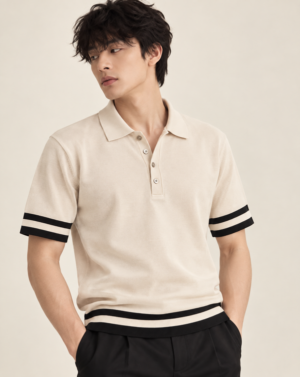 Ilyzly Cream Varsity Stripe Polo T-Shirt