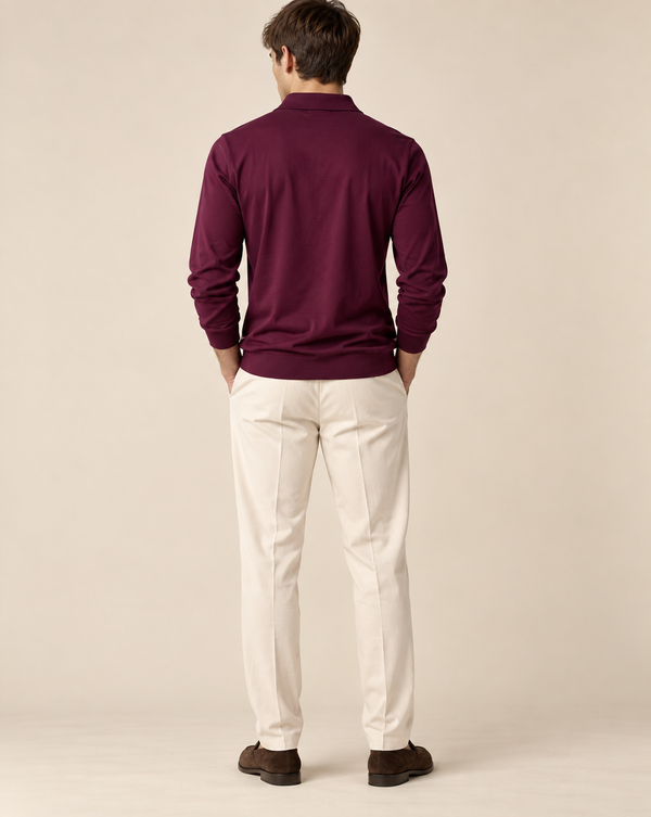 Ilyzly Maroon Classic Ribbed Polo T Shirt
