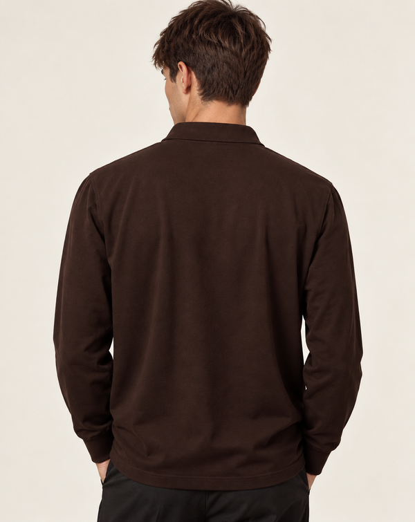 Ilyzly Brown Classic Ribbed Polo T Shirt