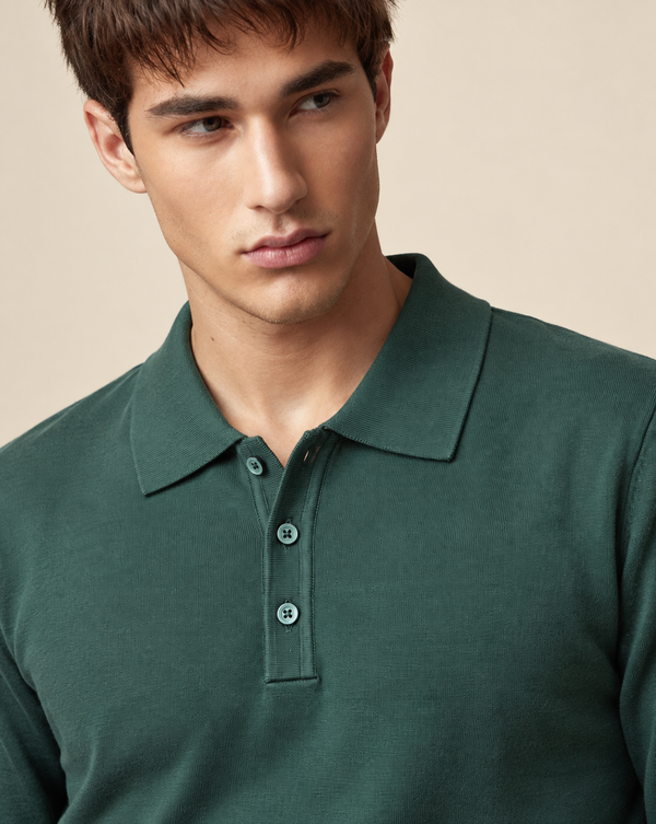 Ilyzly Green Classic Ribbed Polo T Shirt