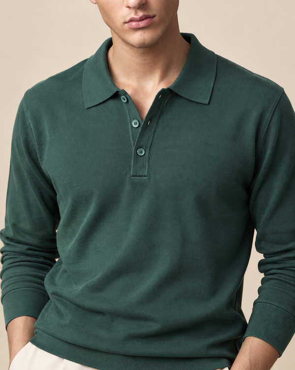 Ilyzly Green Classic Ribbed Polo T Shirt