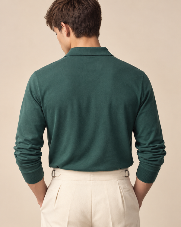 Ilyzly Green Classic Ribbed Polo T Shirt