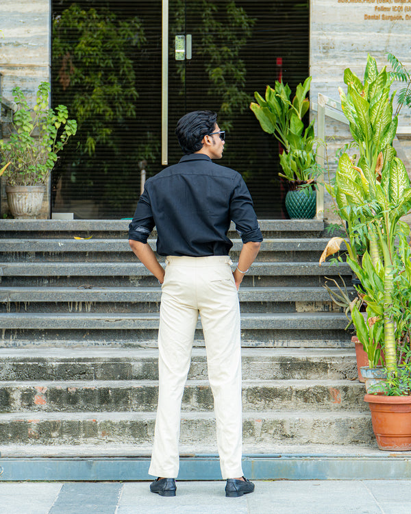 Ilyzly Black Stripe Thread Embroidered Shirt
