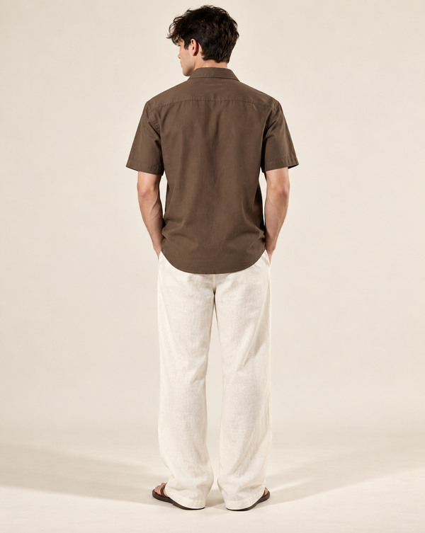 Izi Brown Heritage Floral Embroidered Shirt