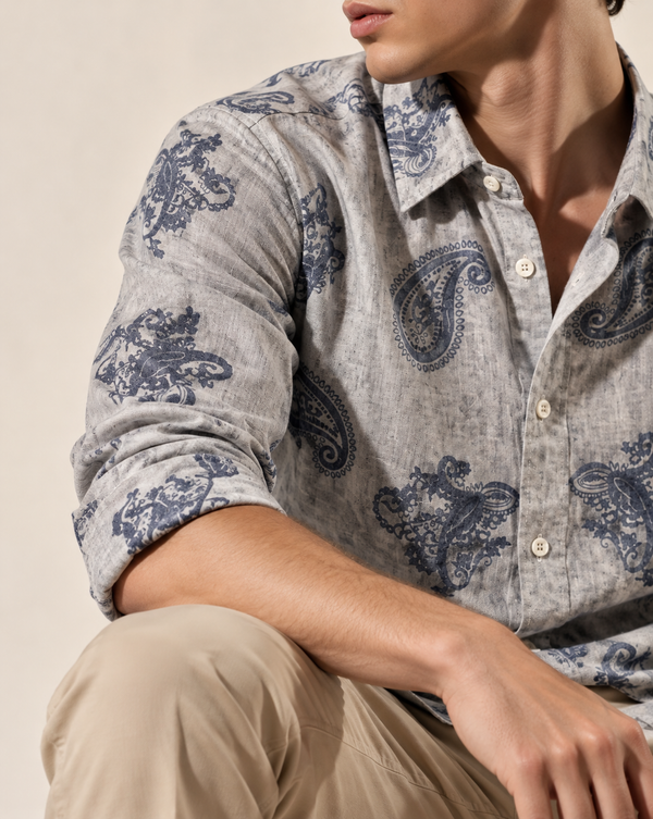 Ilyzly Navy blue Heritage Paisley Printed Shirt