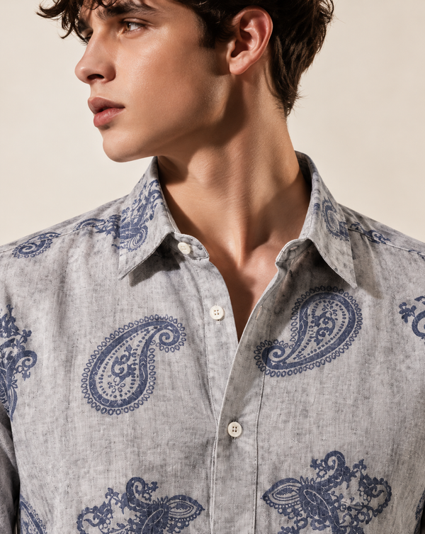Ilyzly Navy blue Heritage Paisley Printed Shirt